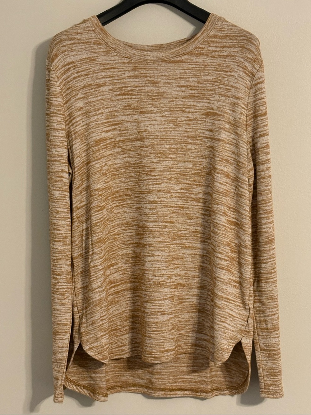 Banana Republic Women’s Marled Crewneck Knit Tee - Camel/Cream & Tan Size Large